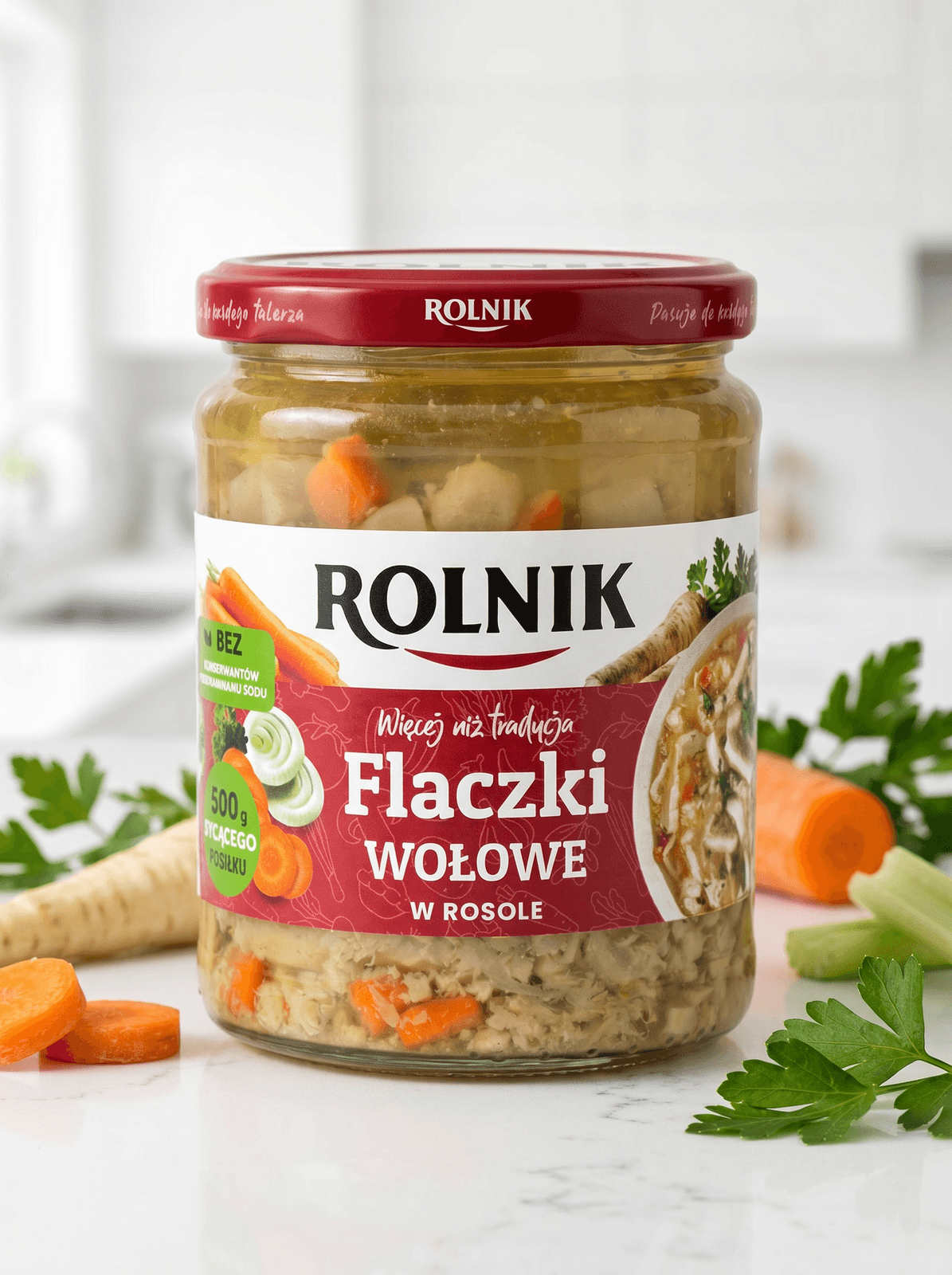Flaczki wołowe w rosole z warzywami
